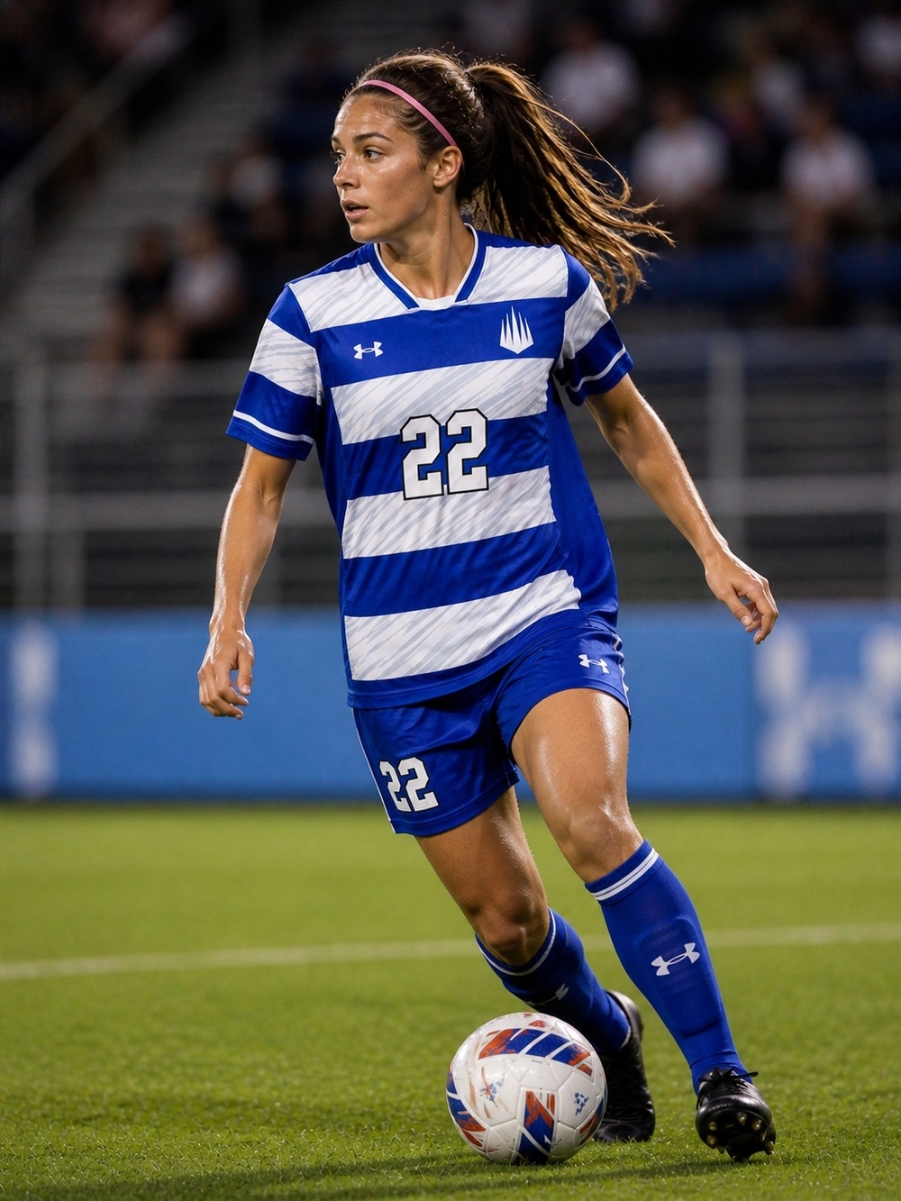 Under Armour Blue & White Striped Soccer Jersey #22